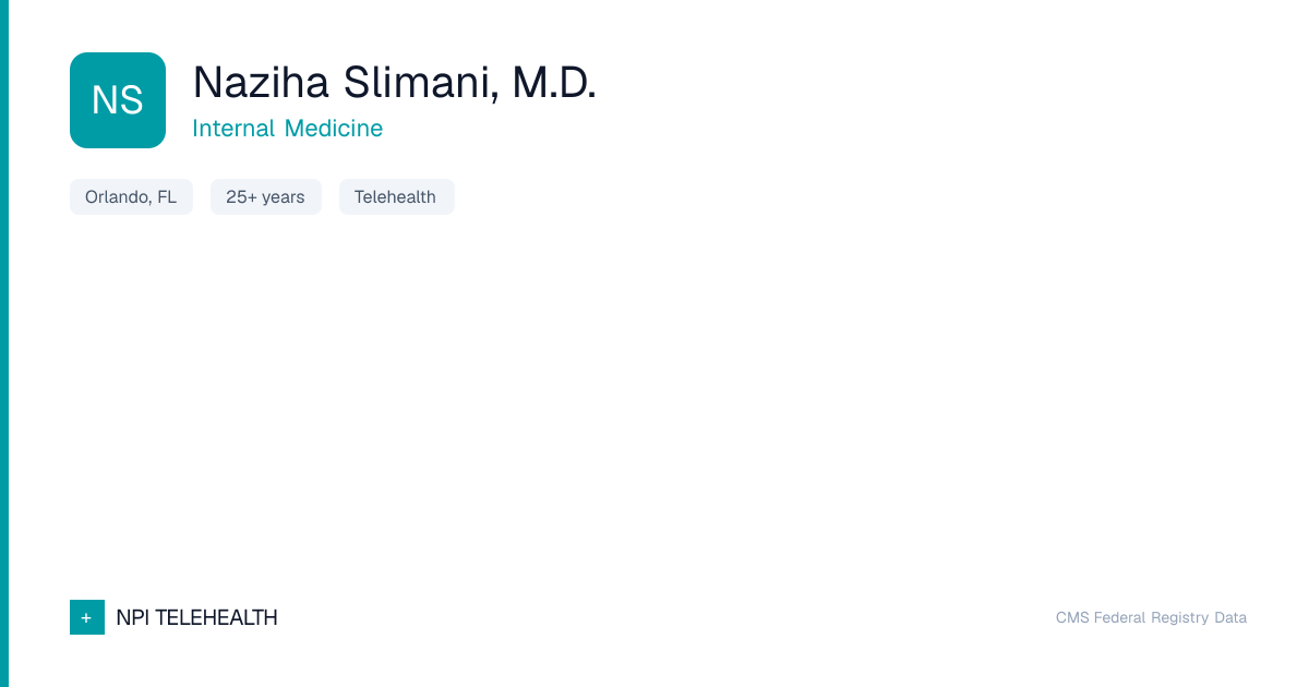Naziha Slimani | Telehealth Internal Medicine in Orlando, FL